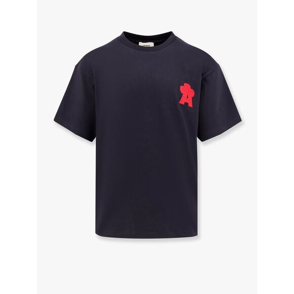 A Paper Kid Men Cotton T-Shirt With Flocked Logo Detail